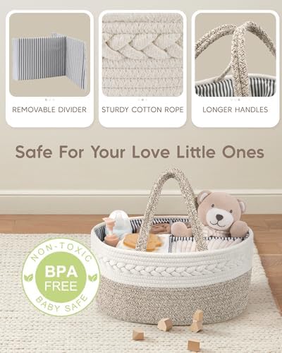 Side view of Maliton portable cotton rope storage basket