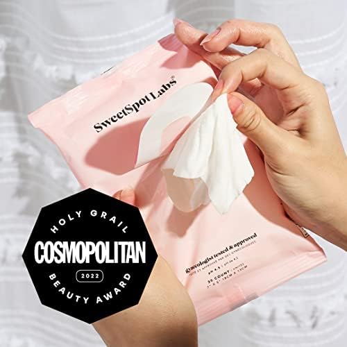 Back packaging of SweetSpot Labs pH balanced wipes showing natural ingredients