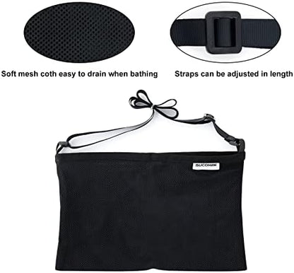 SUCONBE post-mastectomy shower bag with adjustable neck strap showing water-friendly design for safe patient bathing.