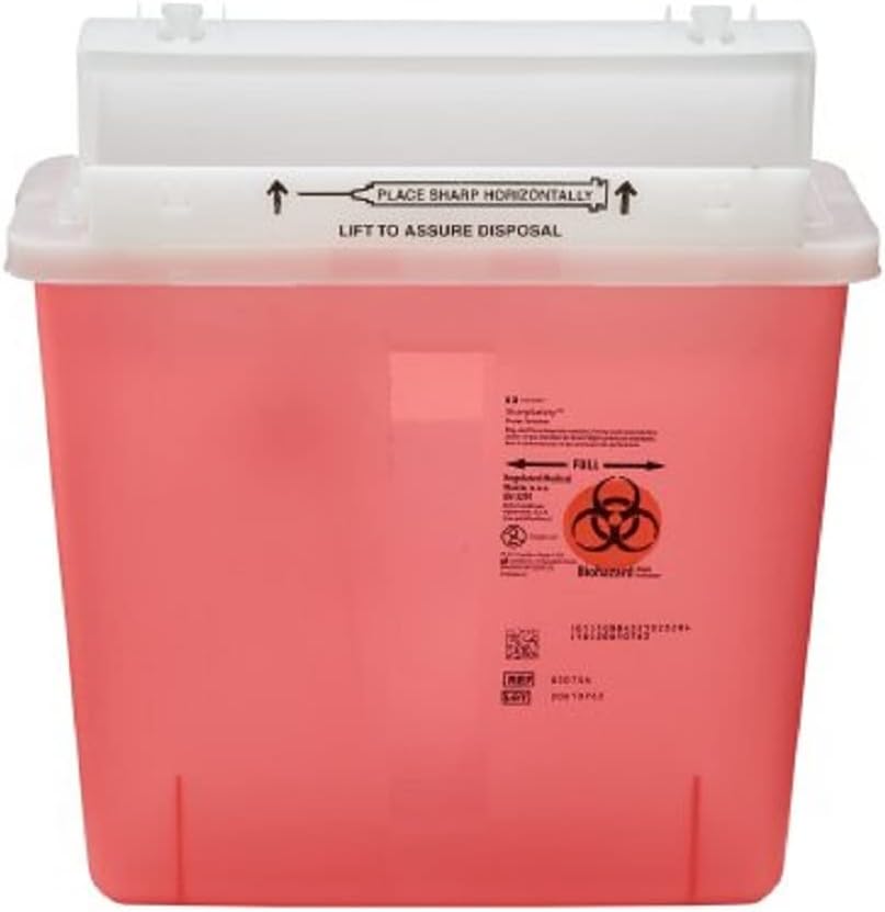 Covidien SharpSafety In-Room Sharps Container front view for medical needle disposal.