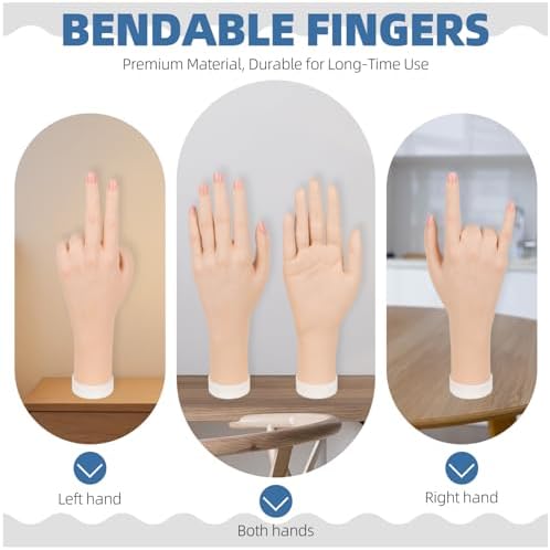 Bendable fake fingers for detailed nail art practice