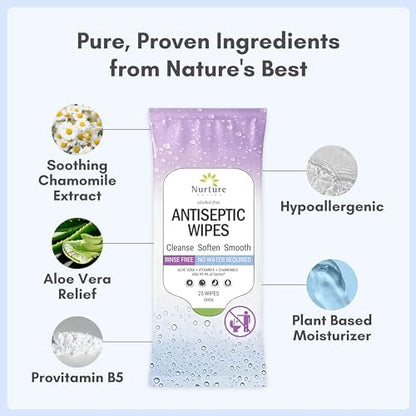 Nurture XL Antibacterial Body & Hand Wipes | Alcohol-Free Antiseptic Wet Sanitizer Towelettes for Germ Removal, Disinfecting Skin, Sanitizing Hands |Cleaning Cloths | Adults & Baby | Thick & Strong - Image 6