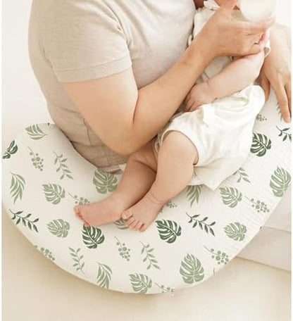 Two pack soft muslin cotton slipcovers for baby feeding pillows