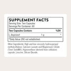 Thorne L-Arginine 120 capsules label ingredients panel
