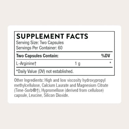 Thorne L-Arginine 120 capsules label details