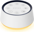 BrownNoise sound machine front view with glowing blue night light for sleep.
