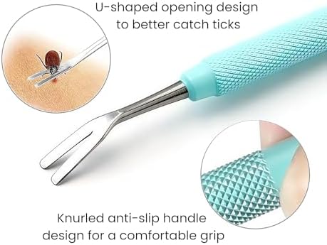 MEDUWEDU Tick Removal Tool Kit for Dogs, Cats & Humans - Stainless Steel Tick Tweezer, Fork & Dual-Head Clamp with Leather Pouch, Safe & Easy Tick Remover for Pets, Ideal for Grooming & Outdoor Travel - Image 3