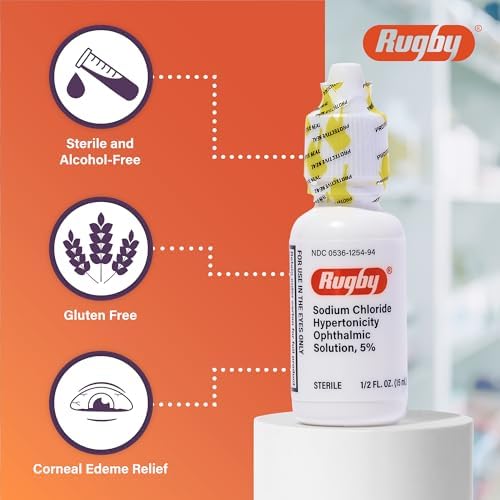 Hypertonic saline eye solution bottle showing 5 percent concentration label