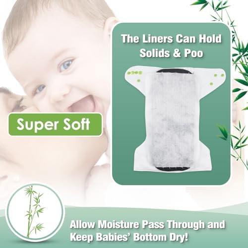 Wegreeco bamboo liners placed on top of a cloth diaper