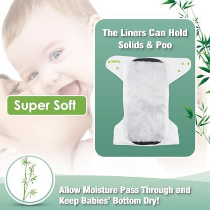 Wegreeco bamboo liners placed on top of a cloth diaper