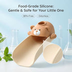 Skyroku toddler bathroom accessory showing the wide U-shape spout design that prevents water splashing.