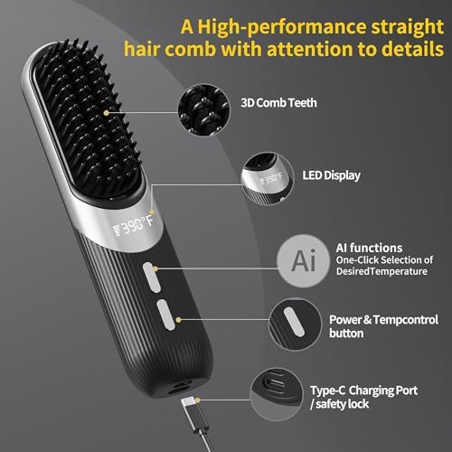 Person using Qeowuo cordless styling brush for hair touch-up
