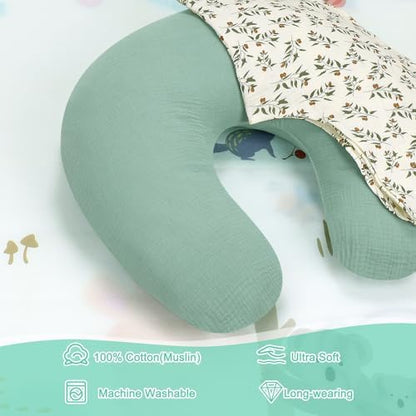 Soft cotton breastfeeding pillow slipcover close up
