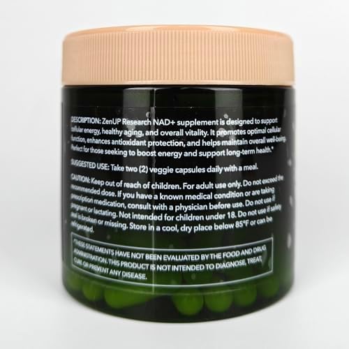 ZenUP anti-aging supplement bottle showing capsule count and serving size