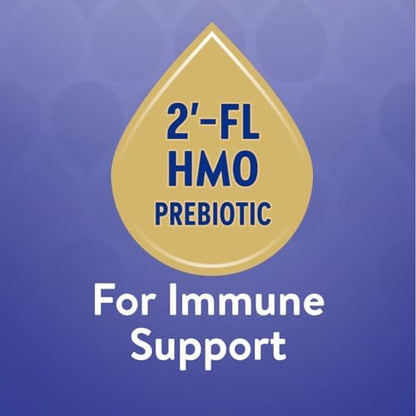 Close up view of the non-GMO label and 2'-FL HMO prebiotic ingredient callout on the container.