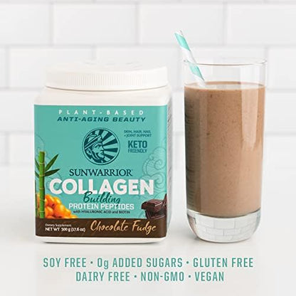 Sunwarrior chocolate collagen powder texture in glass