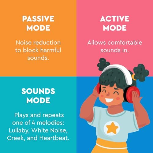 Top view of baby wearing Lucid Audio HearMuffs for hearing protection