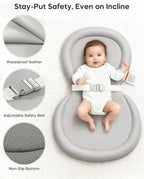 Mamatepe changing pad with adjustable safety belt attached