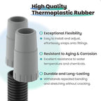 Aquarium canister filter maintenance parts showing compatible ribbed hosing connection end
