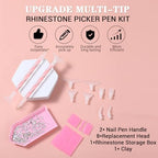 Two piece rhinestone picker set in pink spiral finish