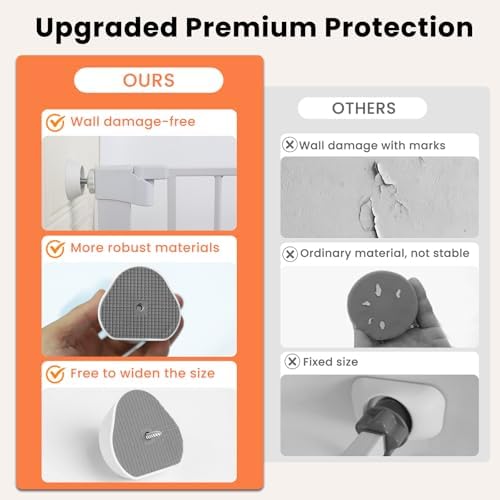 Mumeasy wall protectors installed on a white door frame showing how it cushions pressure gate spindles