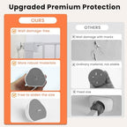 Mumeasy wall protectors installed on a white door frame showing how it cushions pressure gate spindles