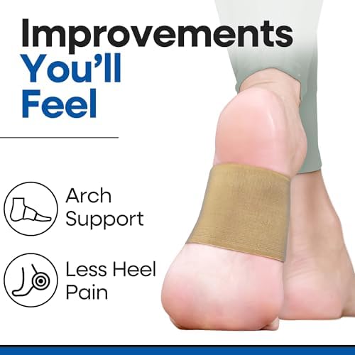 Side view of copper infused arch bands providing compression to the plantar fascia.