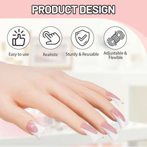 Flexible training hand with stand for professional manicure