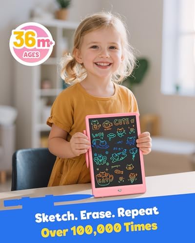 Child using Tekfun LCD drawing pad with stylus