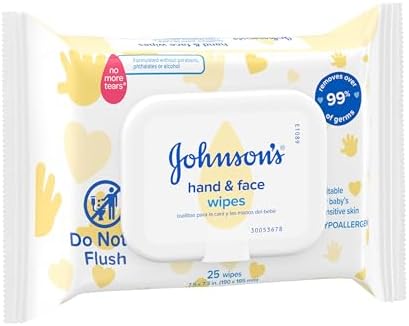 Johnson's Baby Disposable Hand & Face Cleansing Wipes, Pre-Moistened Wipes Gently Remove 99% of Germs & Dirt from Delicate Skin, Paraben-, Phthalate- & Alcohol-Free, Hypoallergenic, 25 Count - Image 6
