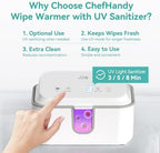 Chefhandy wipe warmer side profile showing sleek white design