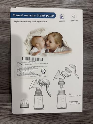 Kingsun Baby hand operated milk extractor attached to the one hundred fifty milliliter storage bottle.