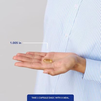 Pure Encapsulations ONE Omega capsule size comparison and amber bottle packaging details.
