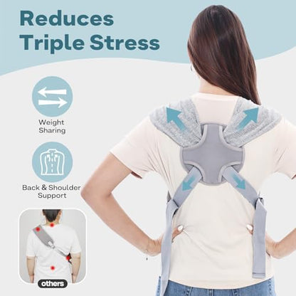 Soft cotton anti anxiety front pack holding a small dog close to chest.