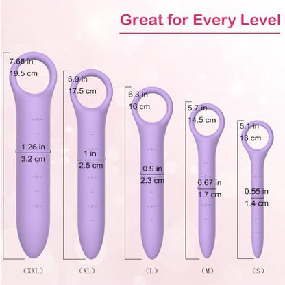 QoQiu pelvic dilators with fine scales for progress tracking