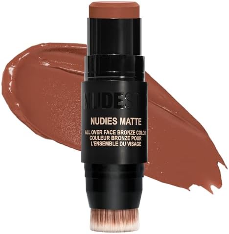 Nudestix Nudies Bronze All Over Face Color Matte Bronzing Stick Sunkissed front view showcasing premium cream bronzer formula.