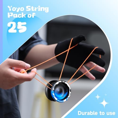 Close up view of the durable high elasticity material on the MERISHOPP professional trick yoyo string kit.