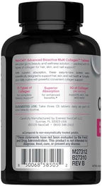 Side profile of Neocell Multi Collagen 120 count bottle highlighting key beauty benefits