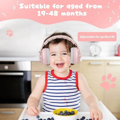 Baby wearing Tacodis noise cancelling headphones comfortably