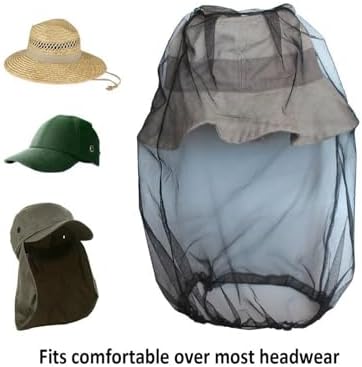 Black breathable bug net for head showing fine mesh detail