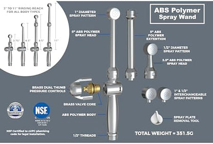 RinseWorks sprayer with 5-inch extension attached