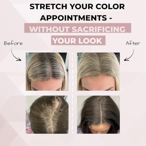 Side by side comparison of hair with and without Rumi HairMagic powder