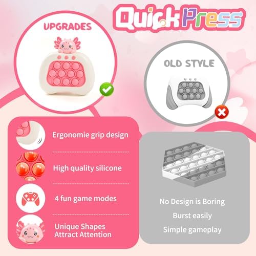 Side view angle of the pink newt character electronic fidget toy showing compact travel size