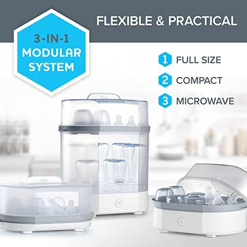 Chicco steam sterilizer showing interior capacity for six bottles