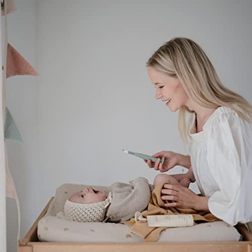 Mushie brand organic cotton changing pad sheet in minimalist Fog grey color