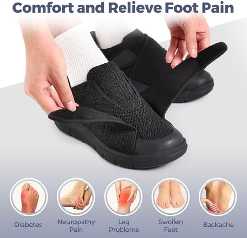 Close up of the breathable mesh material and velcro closure on FitVille diabetic footwear.