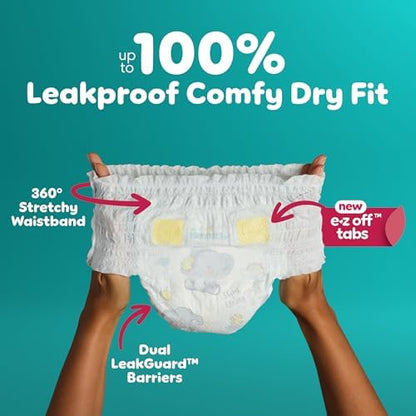 Close up of the easy off tabs on the side of Pampers Swaddlers diapers