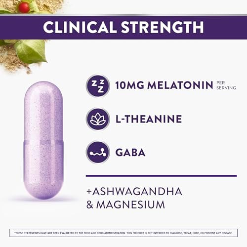 Side label of ZzzQuil 10mg melatonin sleep support showing clinical strength supplement facts.