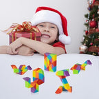 Close up view of the individual triangular blocks and connection joints of the premium stress relief toy.