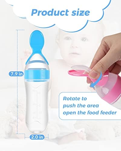 Close up of the soft silicone squeeze spoon tip showing the food dispensing opening for toddlers.